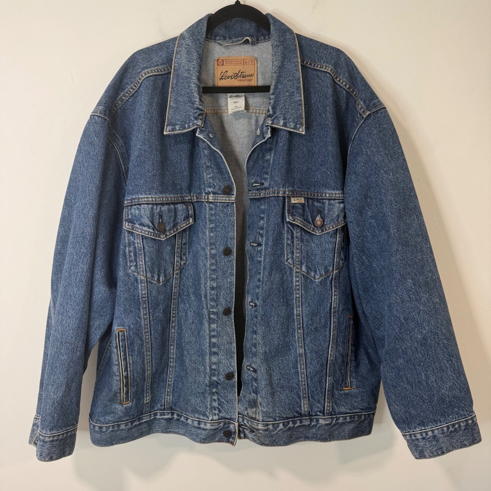 Levi Strauss Mens Denim Trucker Jacket 3XL Blue Medium Wash 100% Cotton